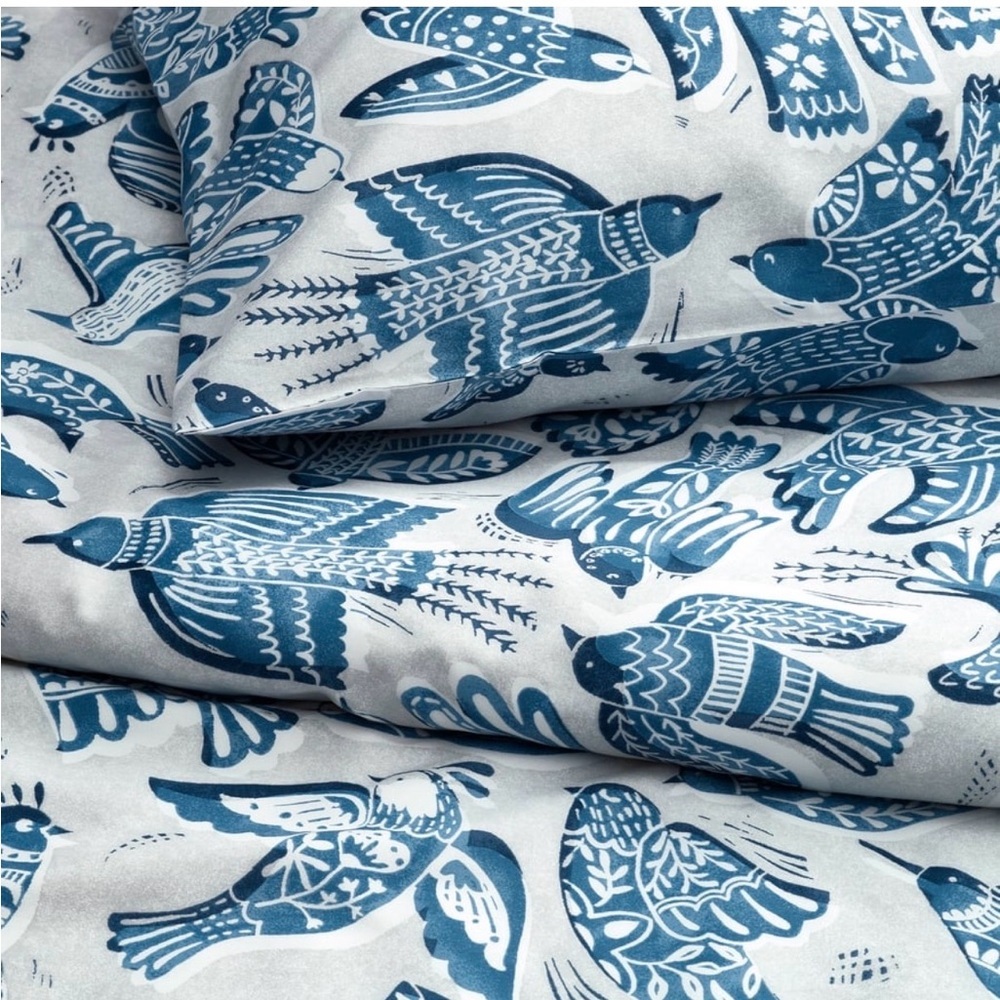 FULL/QUEEN IKEA Bittersota duvet cover & 2 pillow cases w bird design GORGEOUS! - Picture 4 of 10